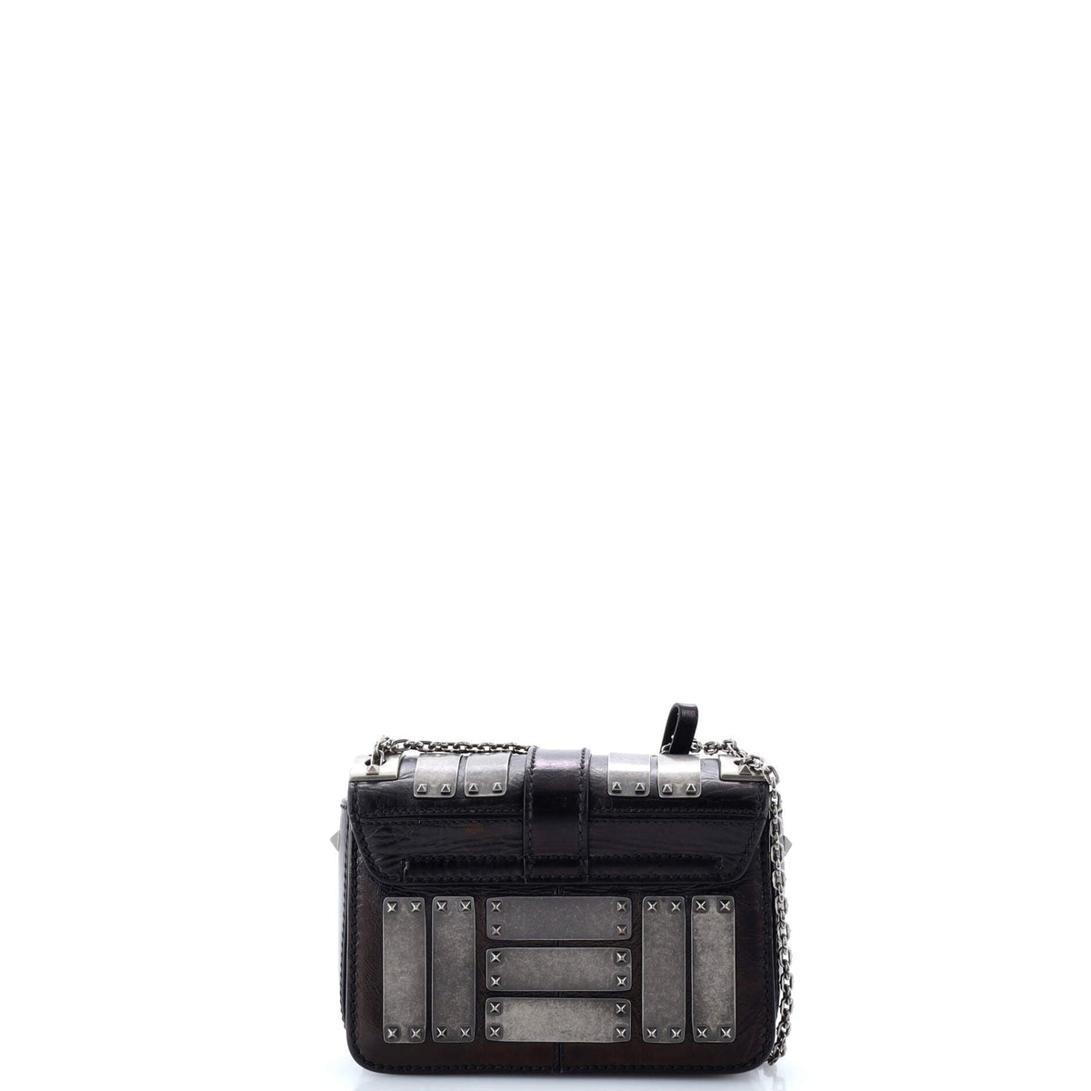 B-Rockstud Shoulder Bag Glazed Leather with Metal Embellishment Micro
