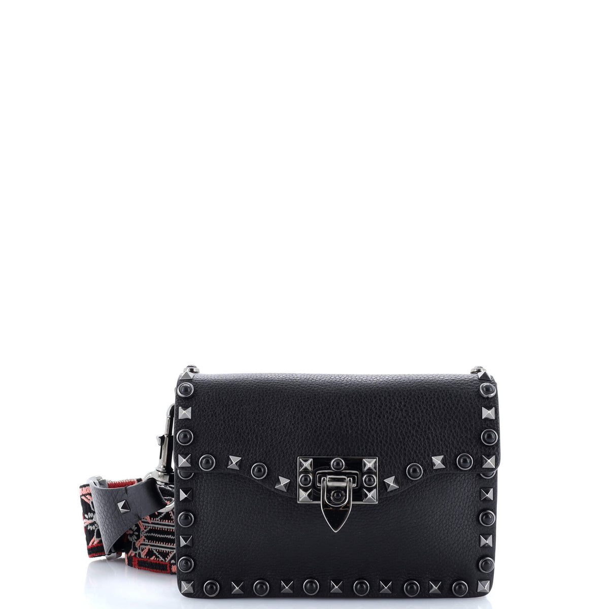 Rolling Rockstud Crossbody Bag Leather with Cabochons Small