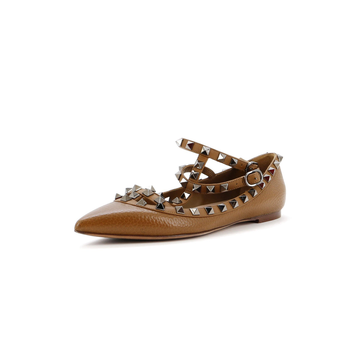 Women's Rockstud Caged Ballerina Flats Leather