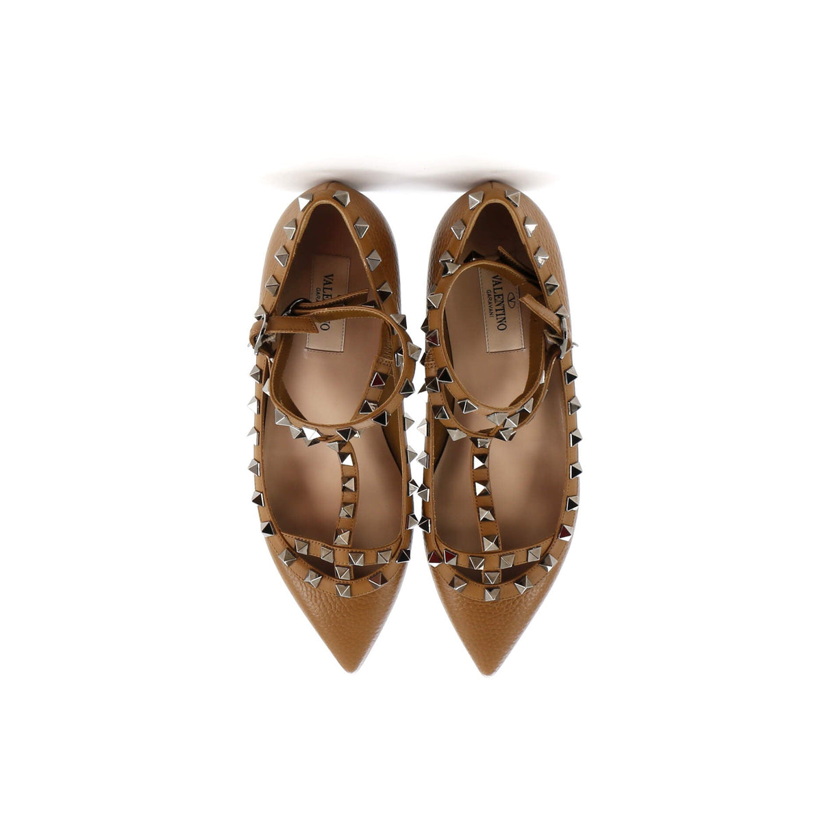Women's Rockstud Caged Ballerina Flats Leather