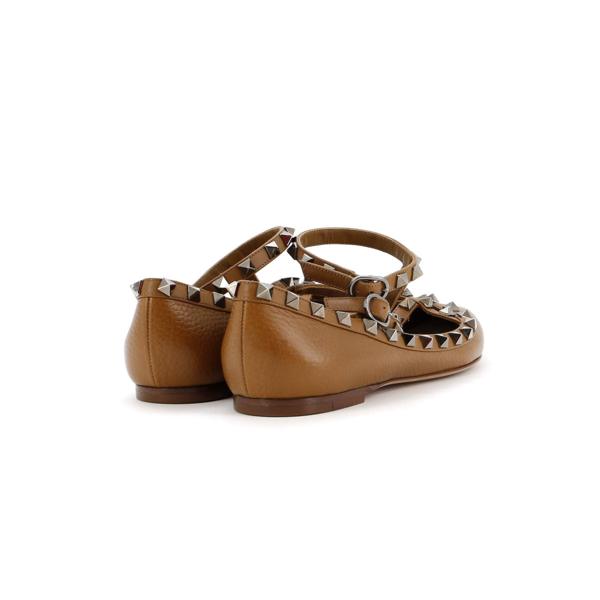 Women's Rockstud Caged Ballerina Flats Leather