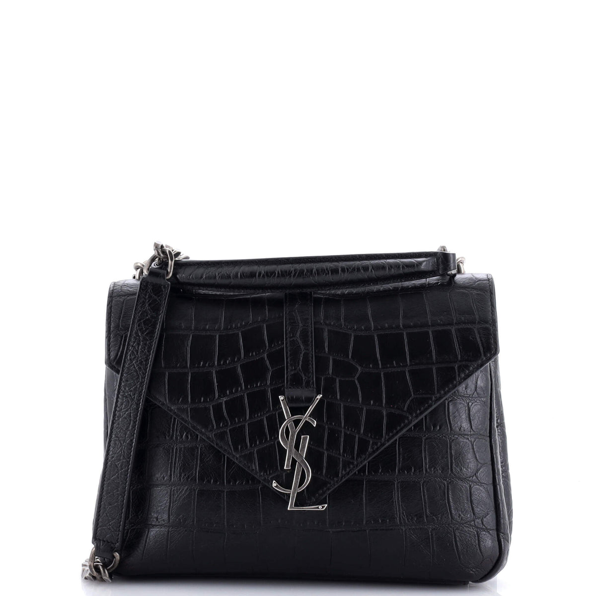 Classic Monogram College Bag Crocodile Embossed Leather Medium