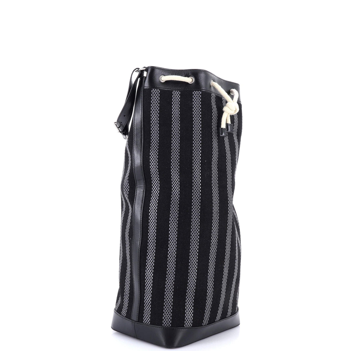 Sport Bucket Bag Striped Canvas and Leather