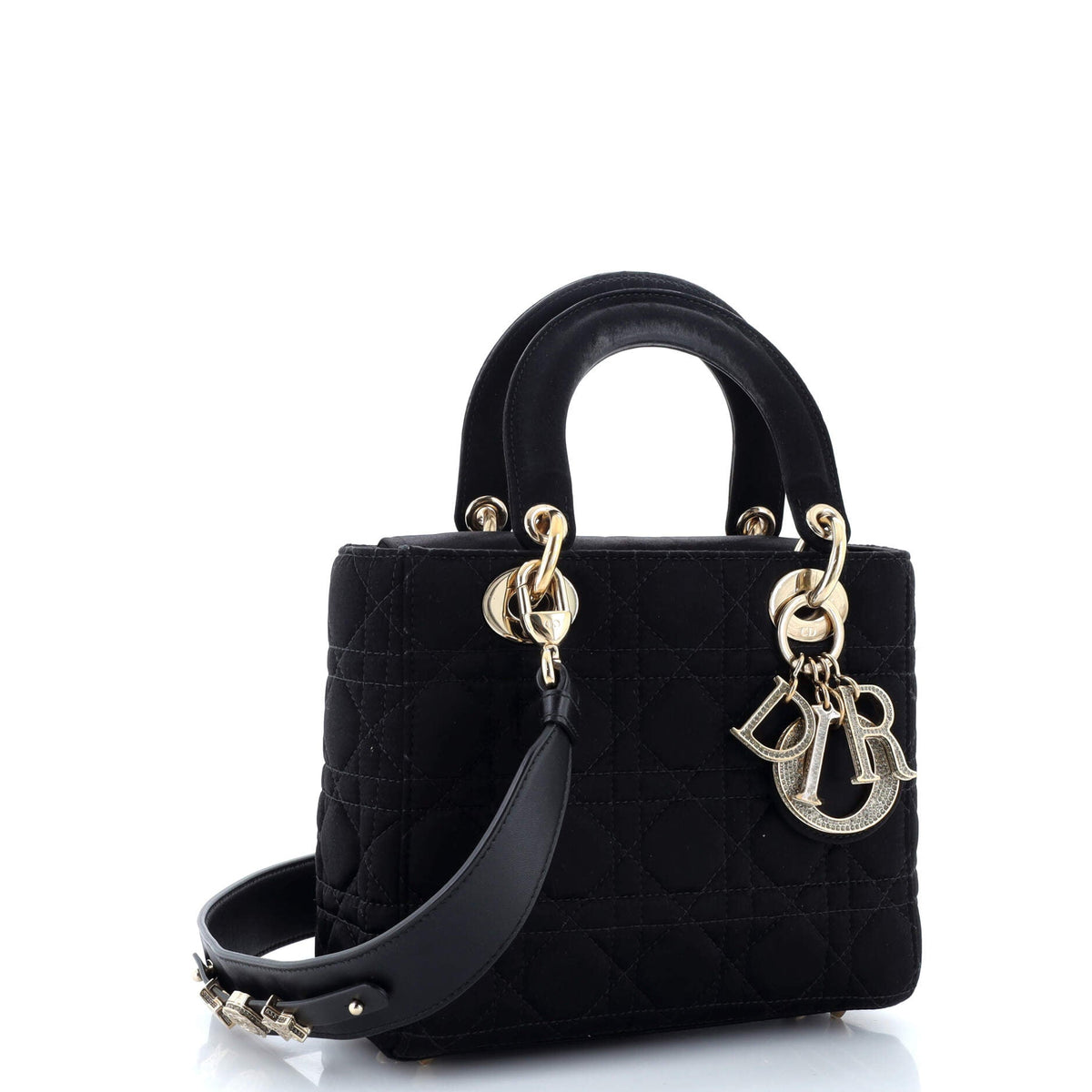 My ABCDior Lady Dior Bag Cannage Quilt Satin with Crystal Charms