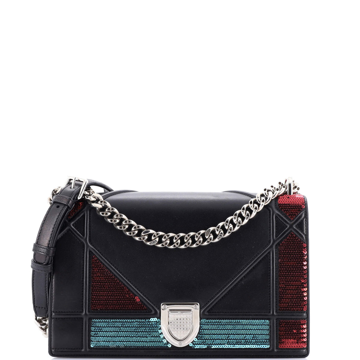 Diorama Flap Bag Sequin Embellished Lambskin Medium