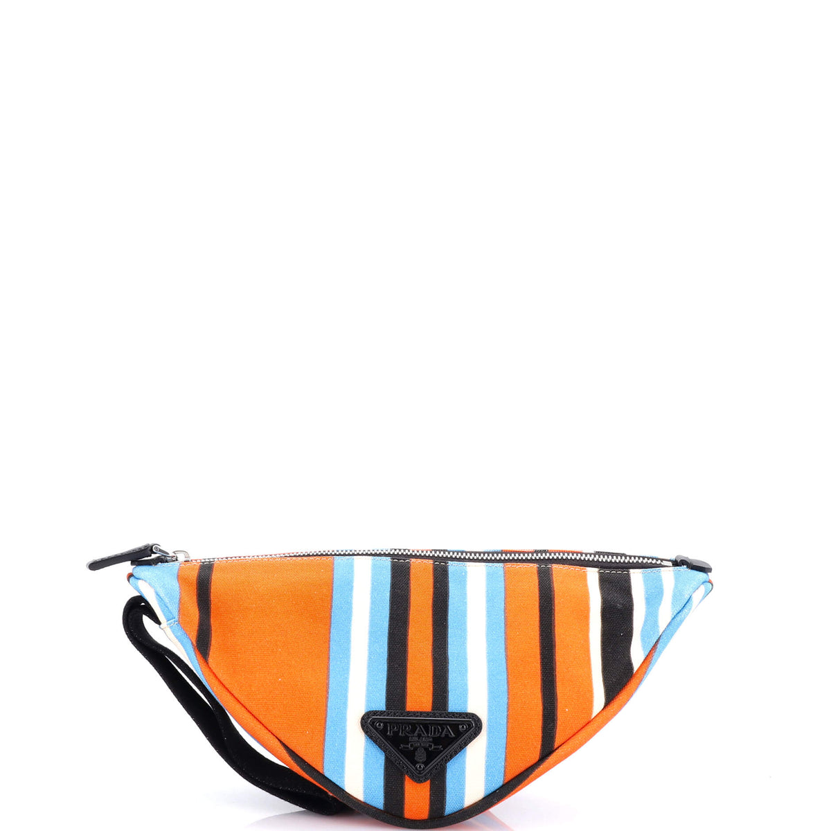 Triangle Logo Zip Crossbody Bag Printed Canvas Large