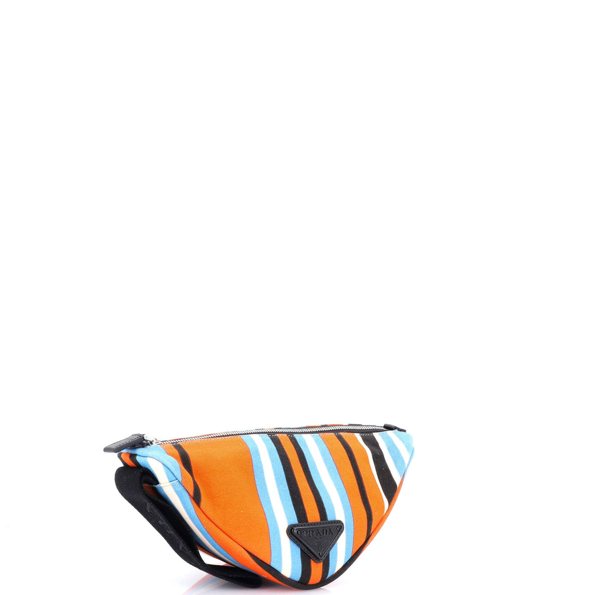 Triangle Logo Zip Crossbody Bag Printed Canvas Large