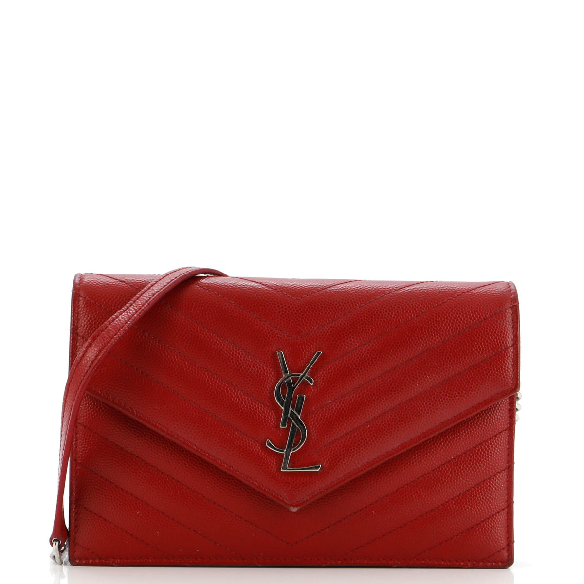 Classic Monogram Wallet on Chain Matelasse Chevron Leather Small