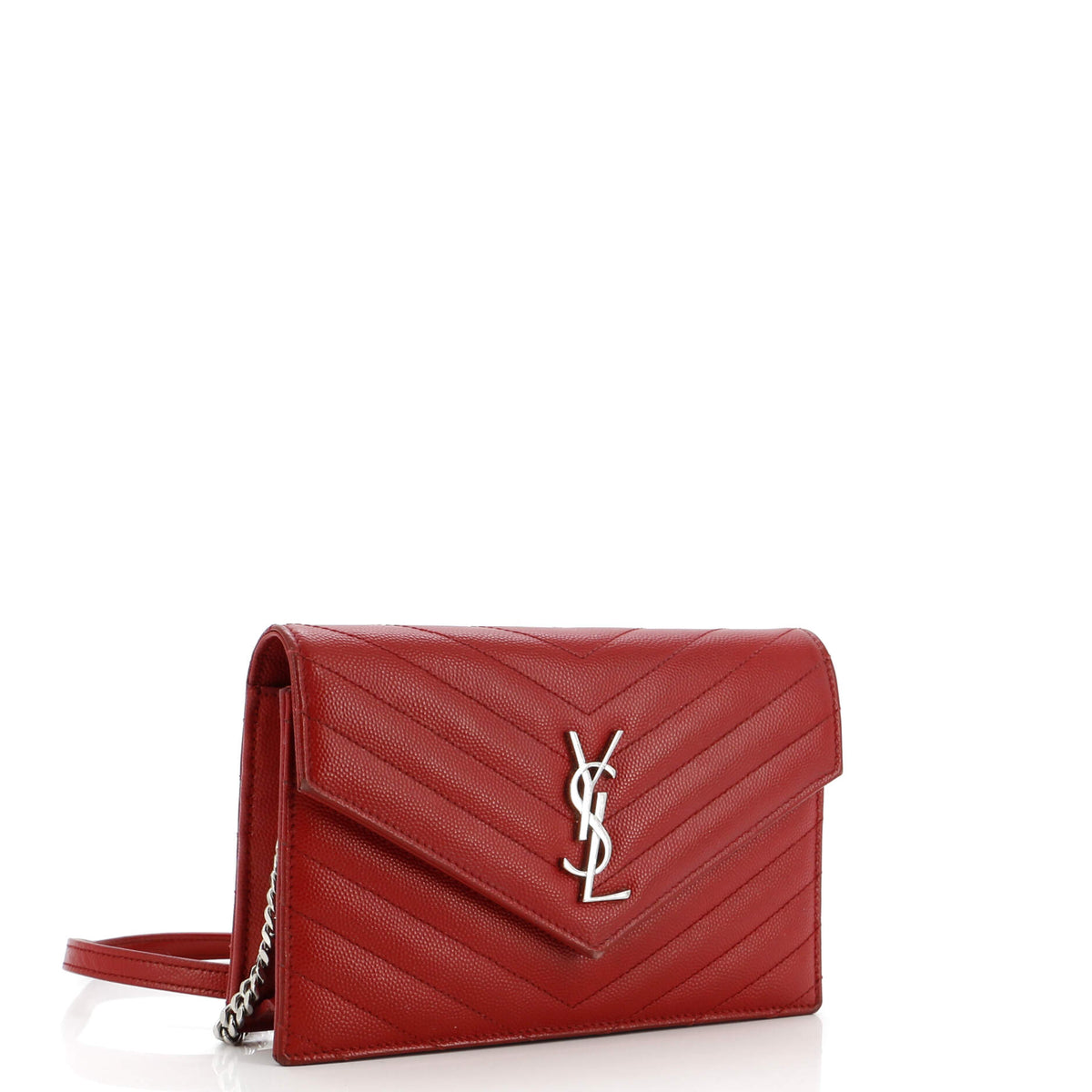 Classic Monogram Wallet on Chain Matelasse Chevron Leather Small