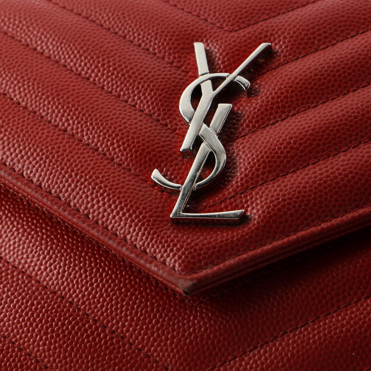 Classic Monogram Wallet on Chain Matelasse Chevron Leather Small