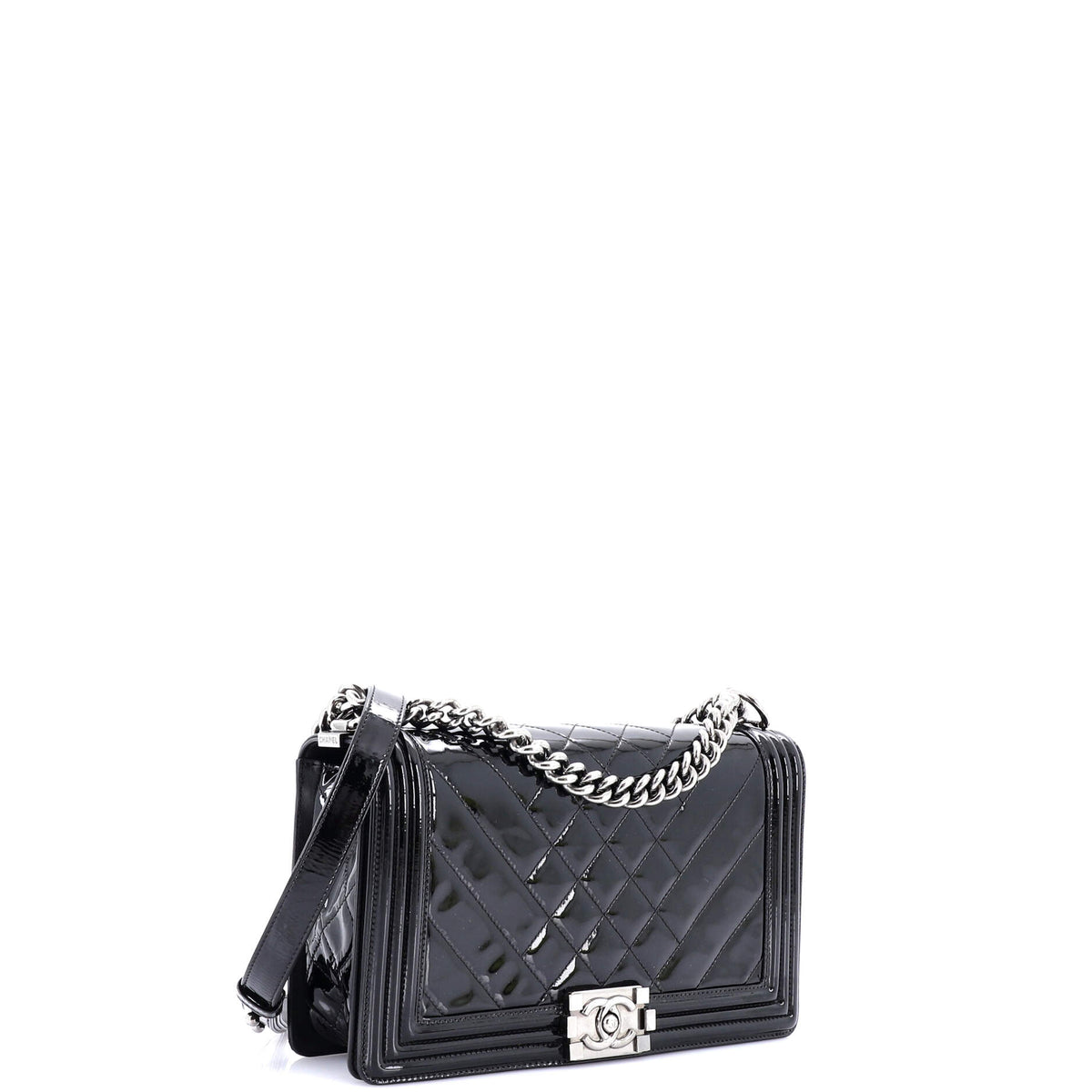 Boy Flap Bag Chevron Patent New Medium