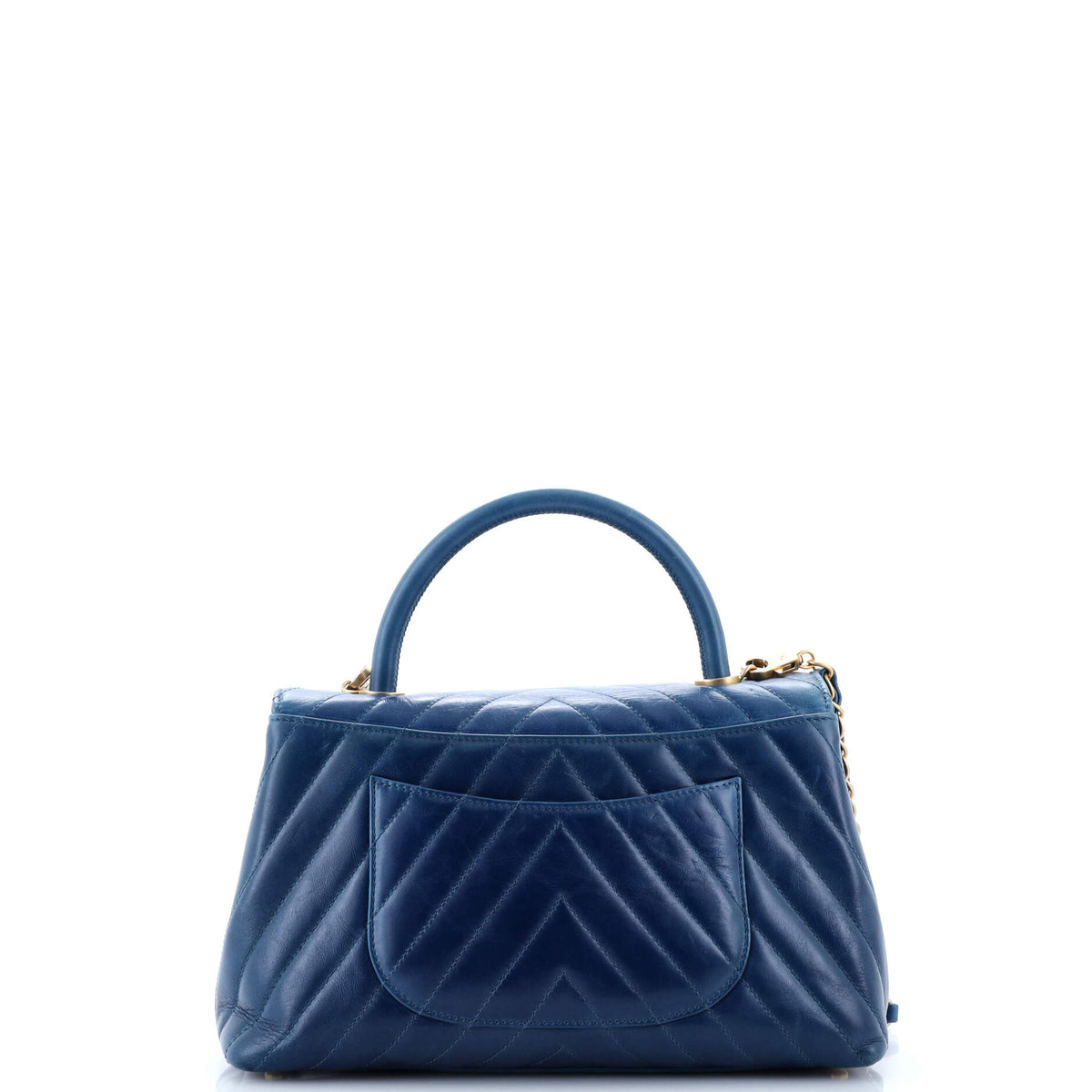 Coco Top Handle Bag Chevron Calfskin Small