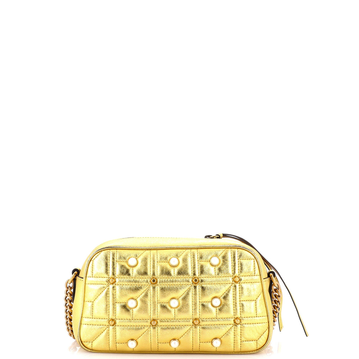 Pearly GG Marmont Shoulder Bag Embellished Matelasse Leather Small