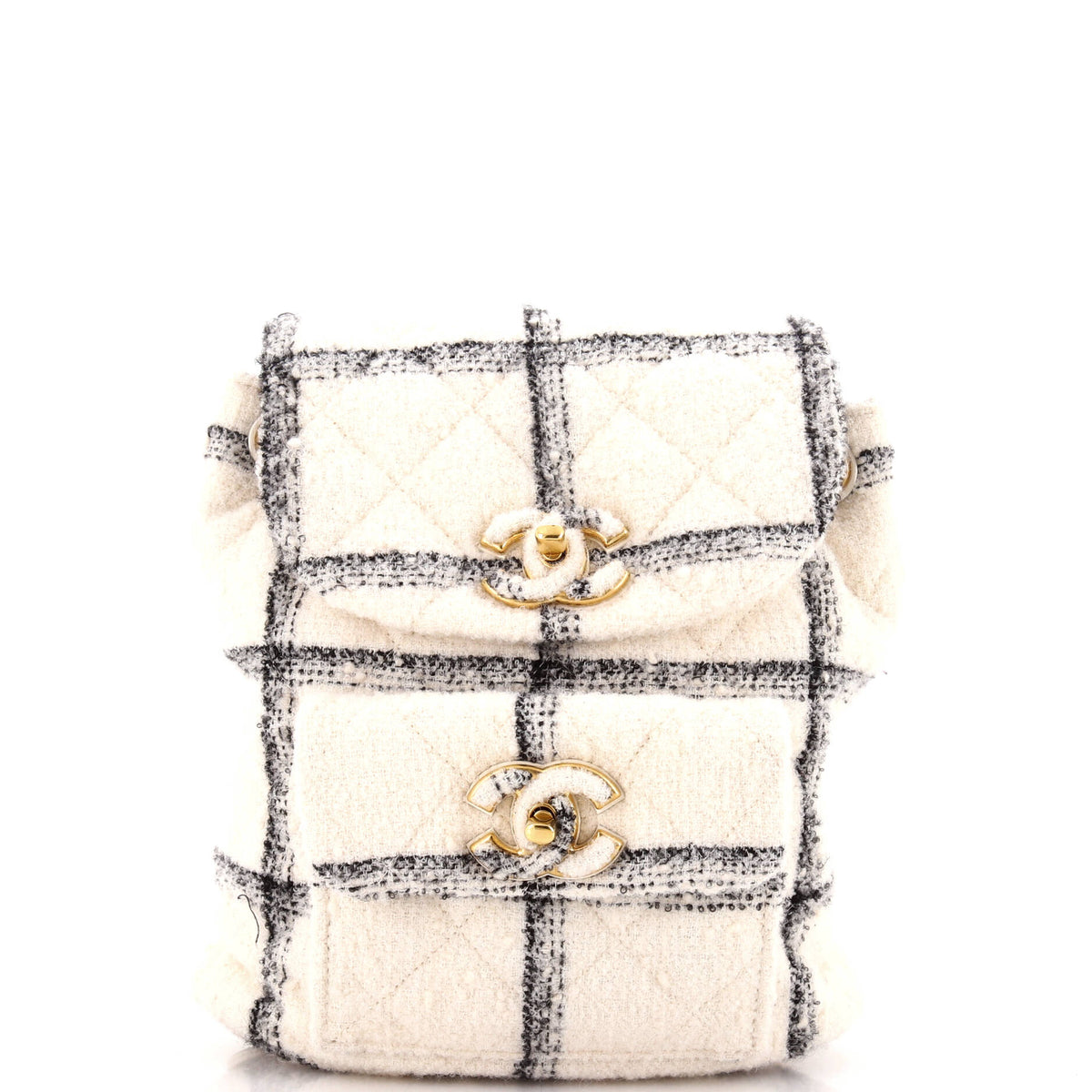 Duma Drawstring Backpack Quilted Wool Tweed Large