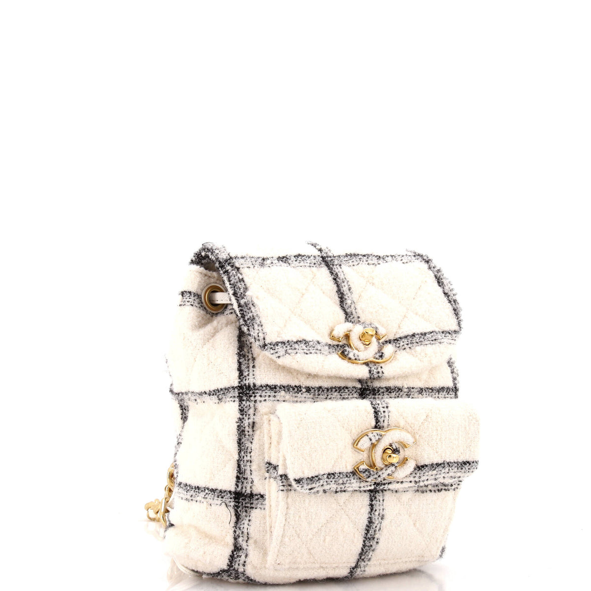 Duma Drawstring Backpack Quilted Wool Tweed Large
