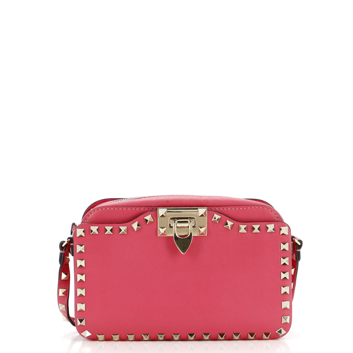 Rockstud Flip Lock Camera Crossbody Bag Leather