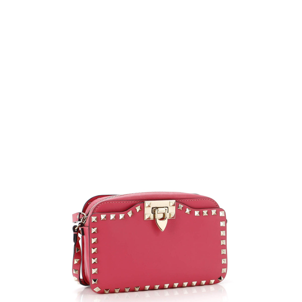 Rockstud Flip Lock Camera Crossbody Bag Leather