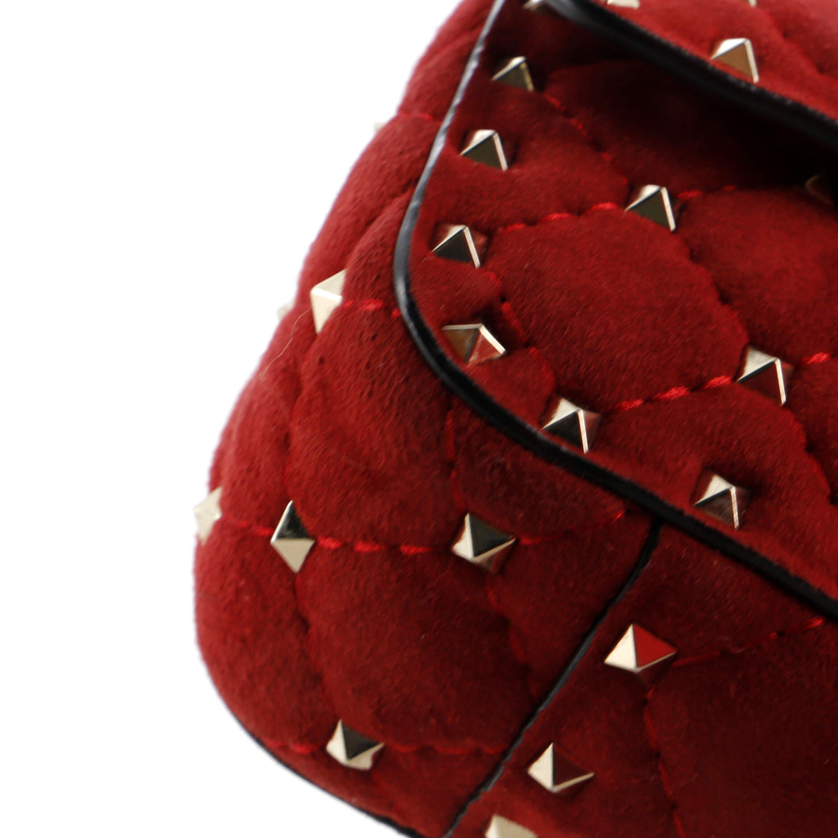 Rockstud Spike Flap Bag Quilted Suede Small