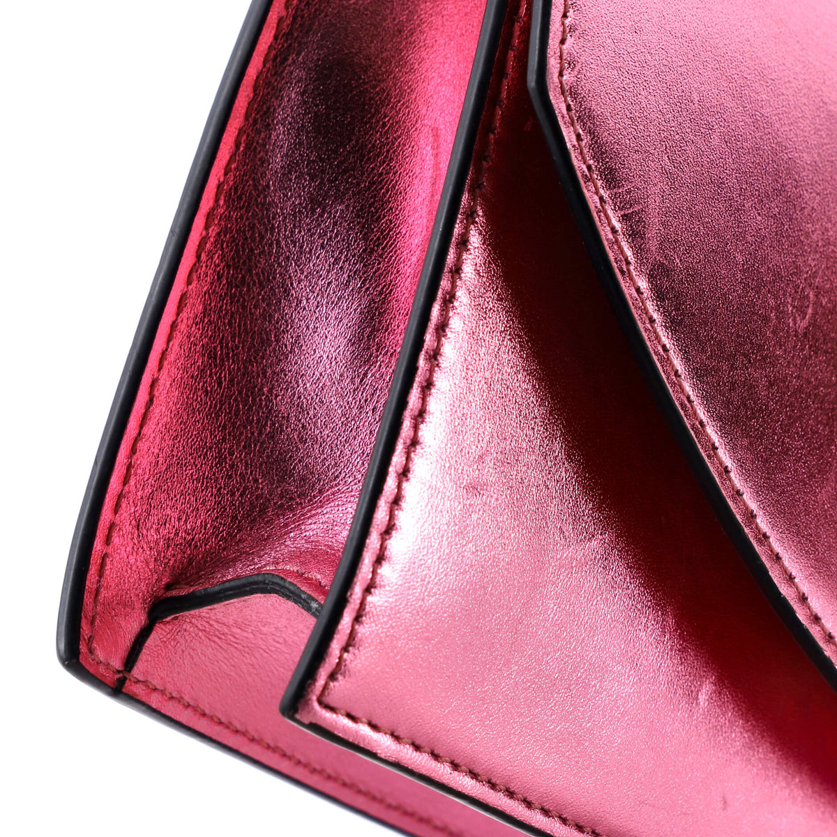 Loubi54 Chain Clutch Metallic Leather