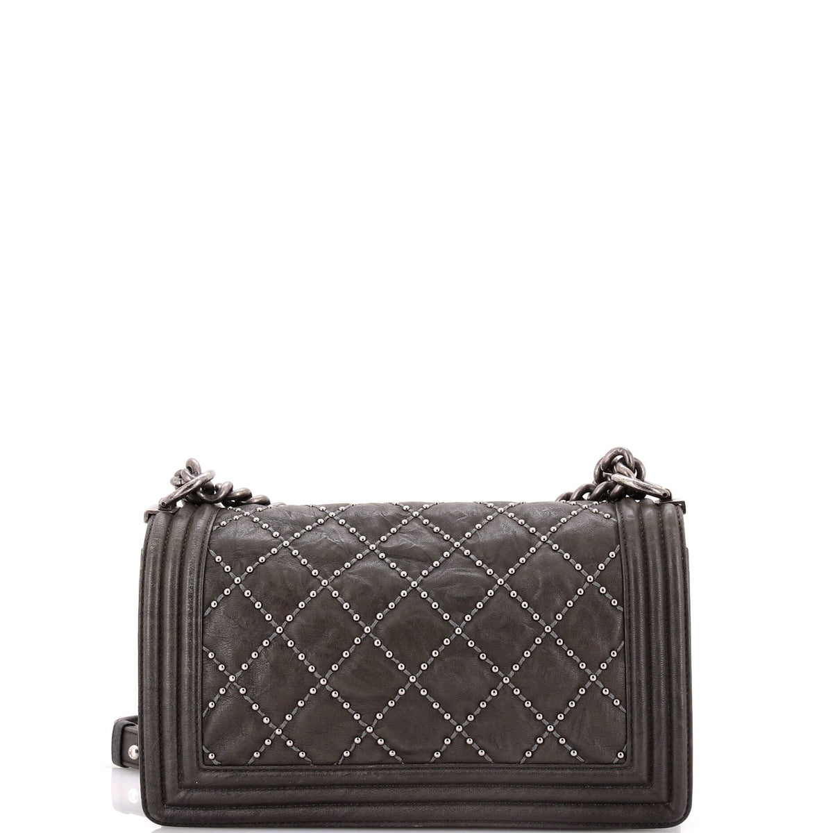 Boy Flap Bag Studded Quilted Distressed Calfskin Old Medium