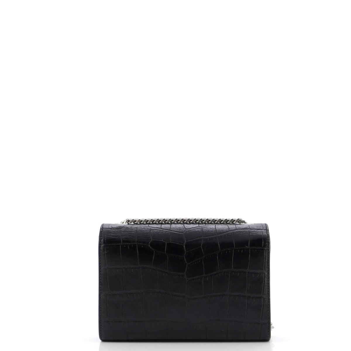 Classic Monogram Tassel Crossbody Bag Crocodile Embossed Leather Small