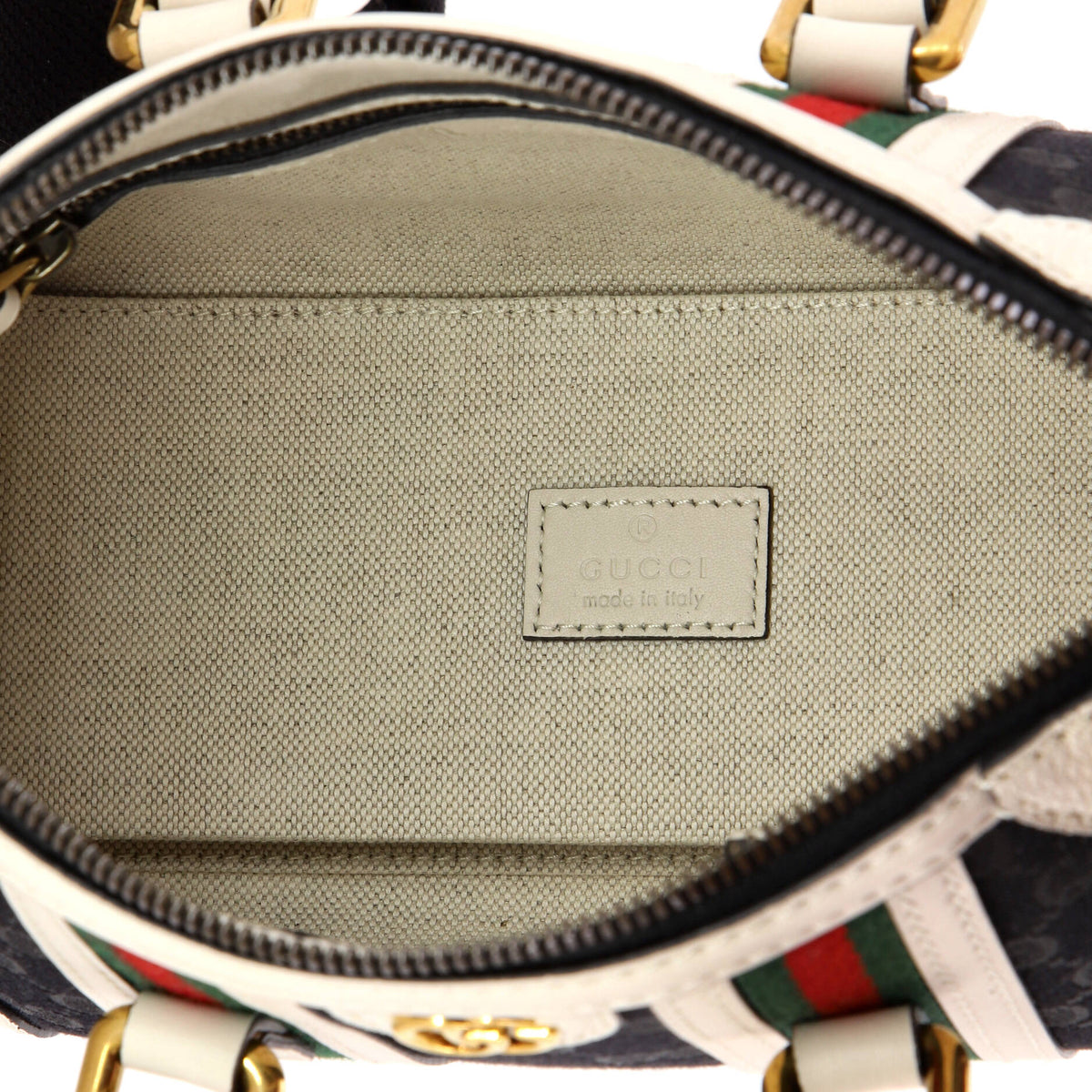 Double G Web Top Handle Bag GG Canvas with Leather Mini