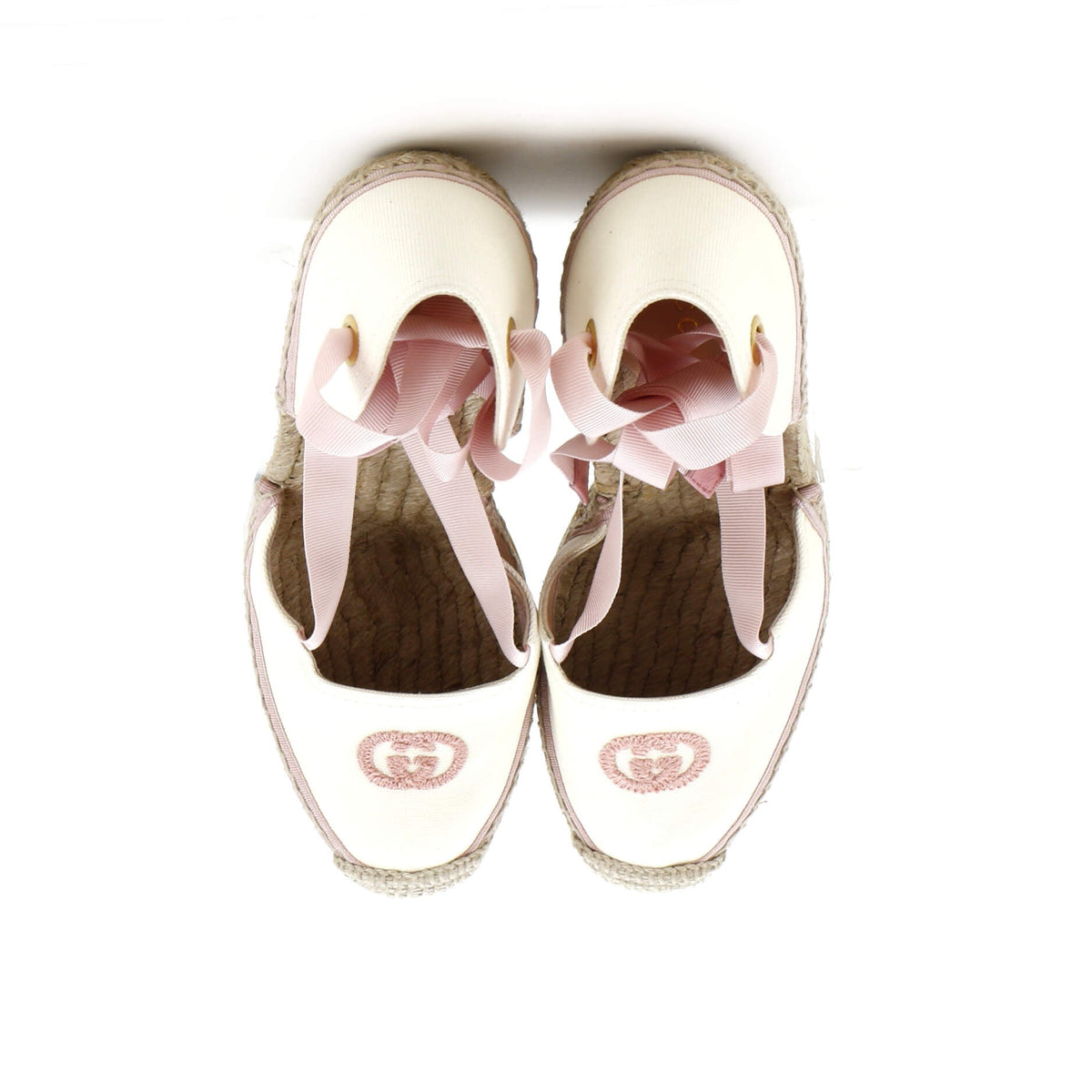 Women's Interlocking G Wedge Espadrilles Embroidered Canvas