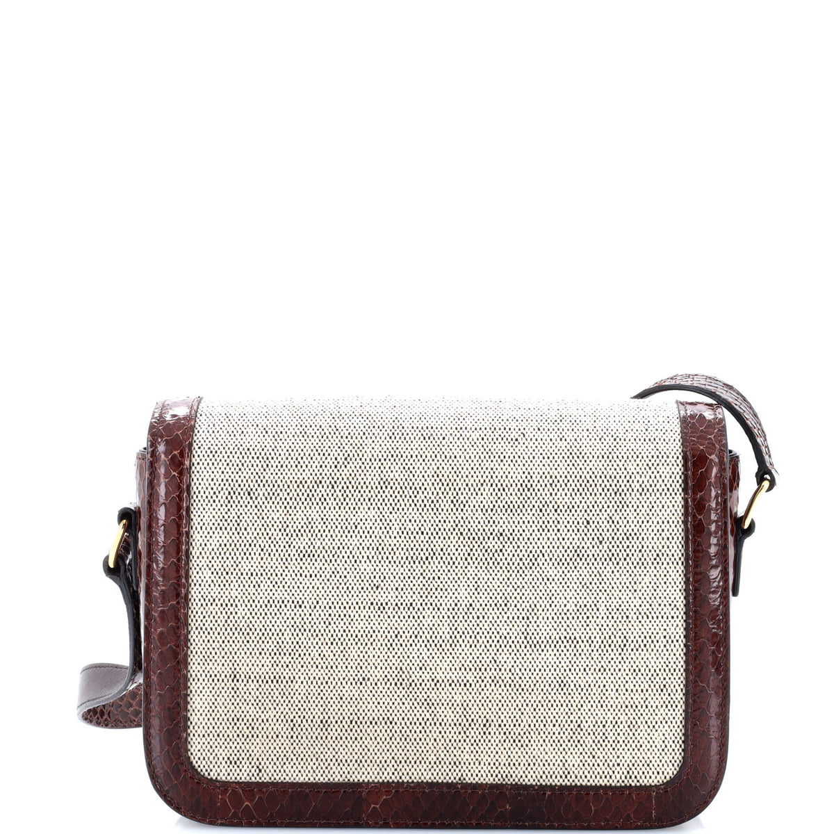 Triomphe Shoulder Bag Canvas with Snakeskin Medium