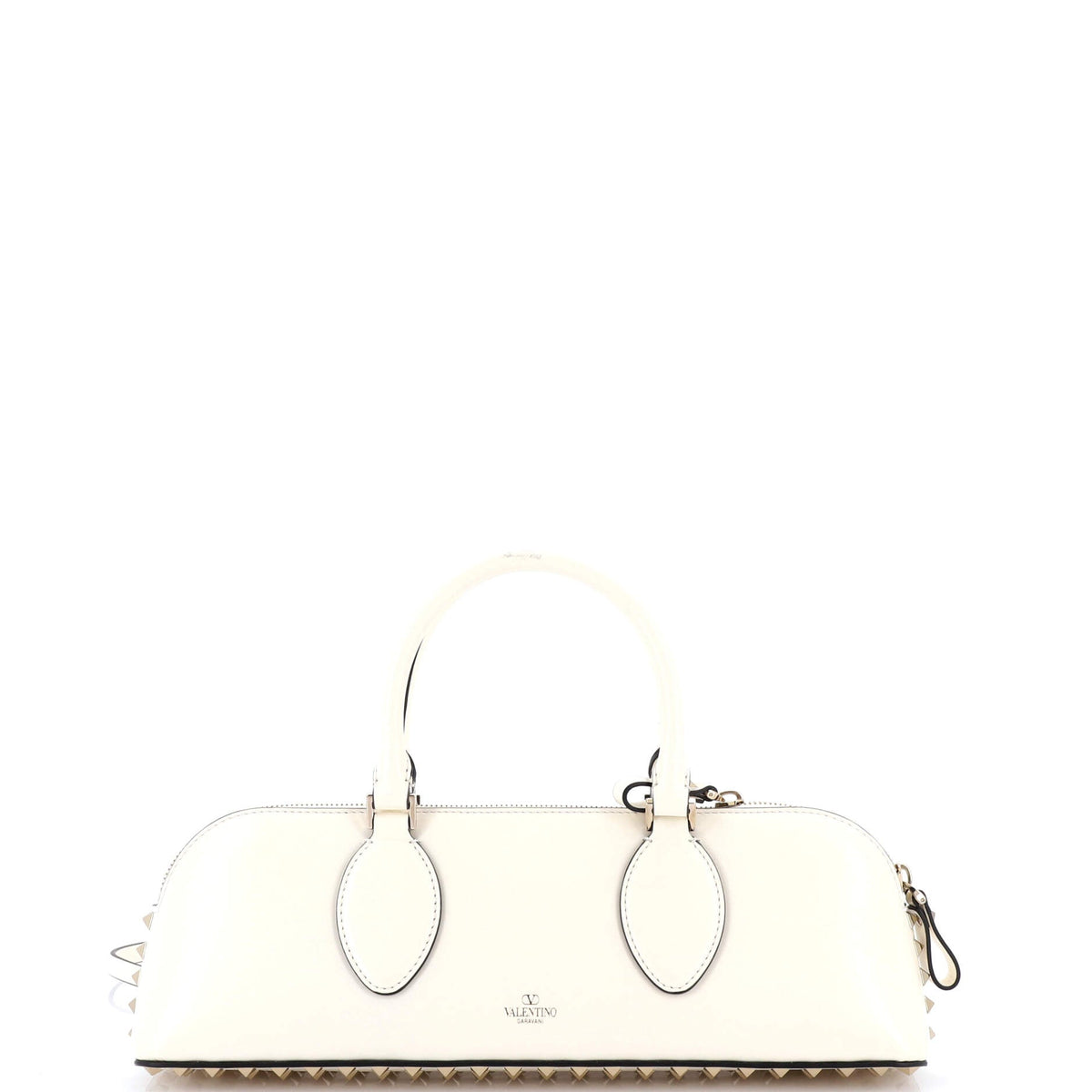 Rockstud Zip Up Top Handle Bag Leather East West