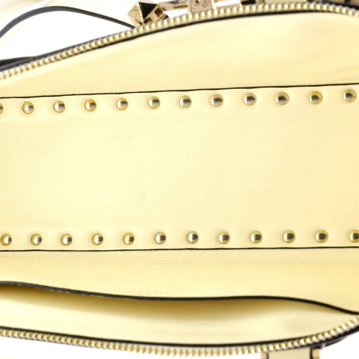 Rockstud Zip Up Top Handle Bag Leather East West