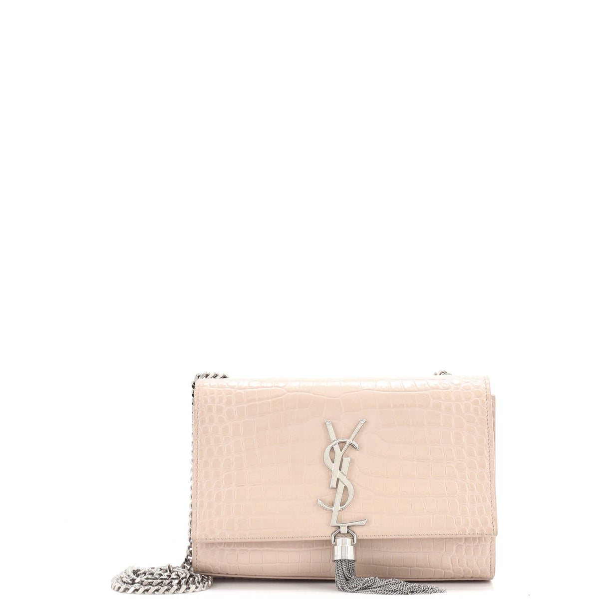Classic Monogram Tassel Crossbody Bag Crocodile Embossed Leather Small