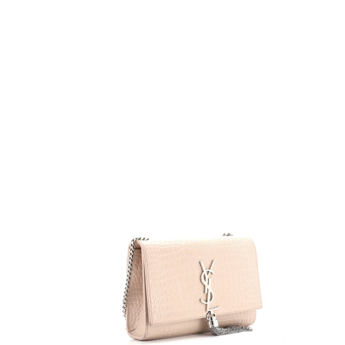 Classic Monogram Tassel Crossbody Bag Crocodile Embossed Leather Small