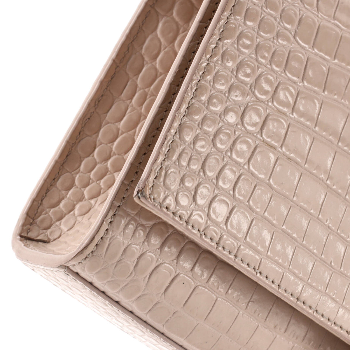 Classic Monogram Tassel Crossbody Bag Crocodile Embossed Leather Small