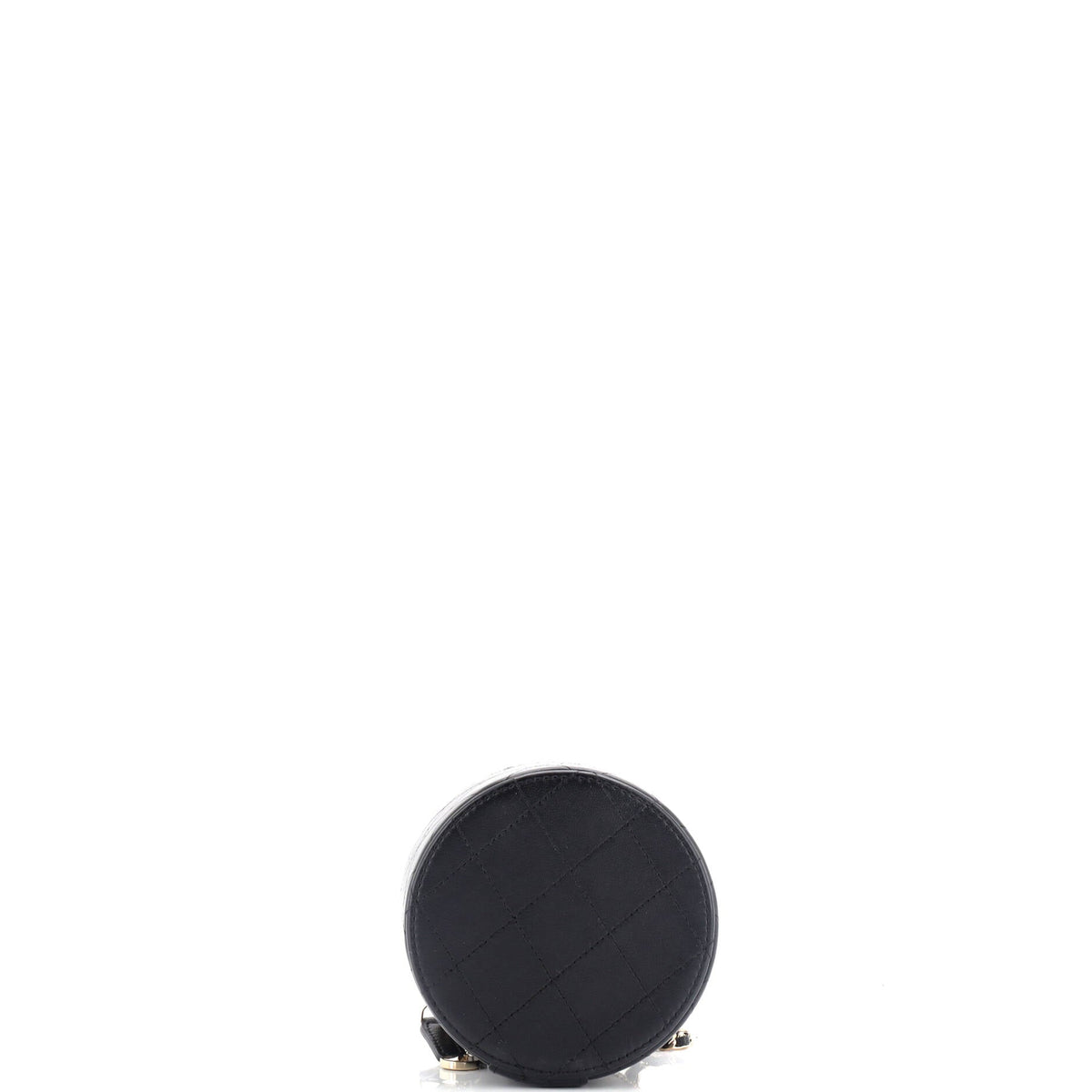 CC Round Vanity Case with Chain Quilted Lambskin Mini