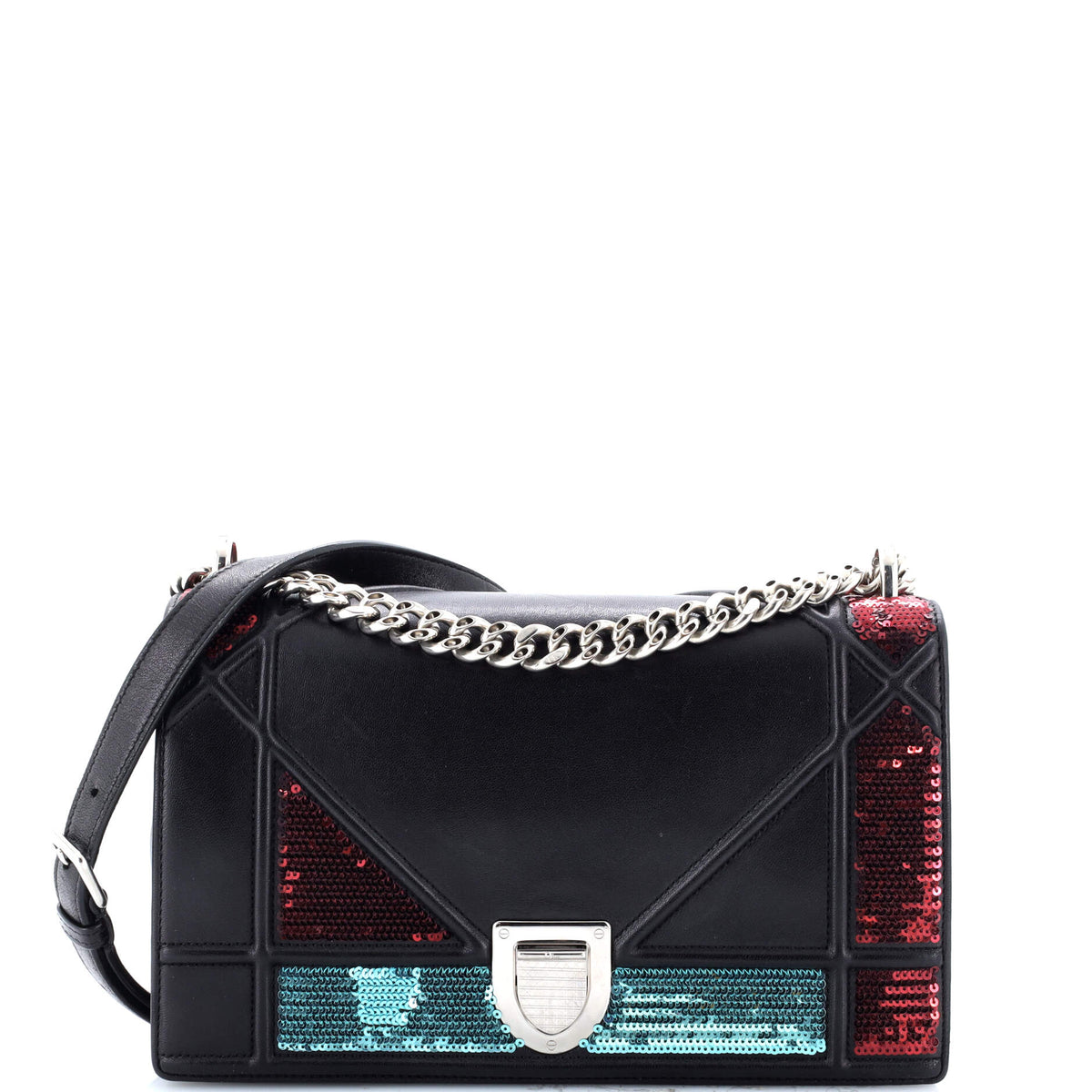Diorama Flap Bag Sequin Embellished Lambskin Medium