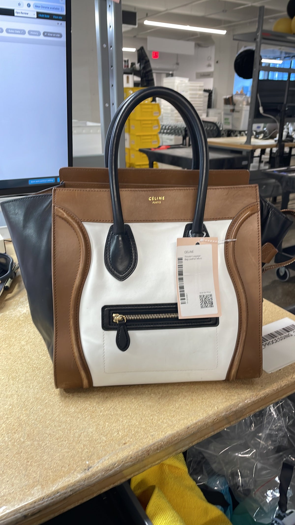 Tricolor Luggage Bag Leather Micro