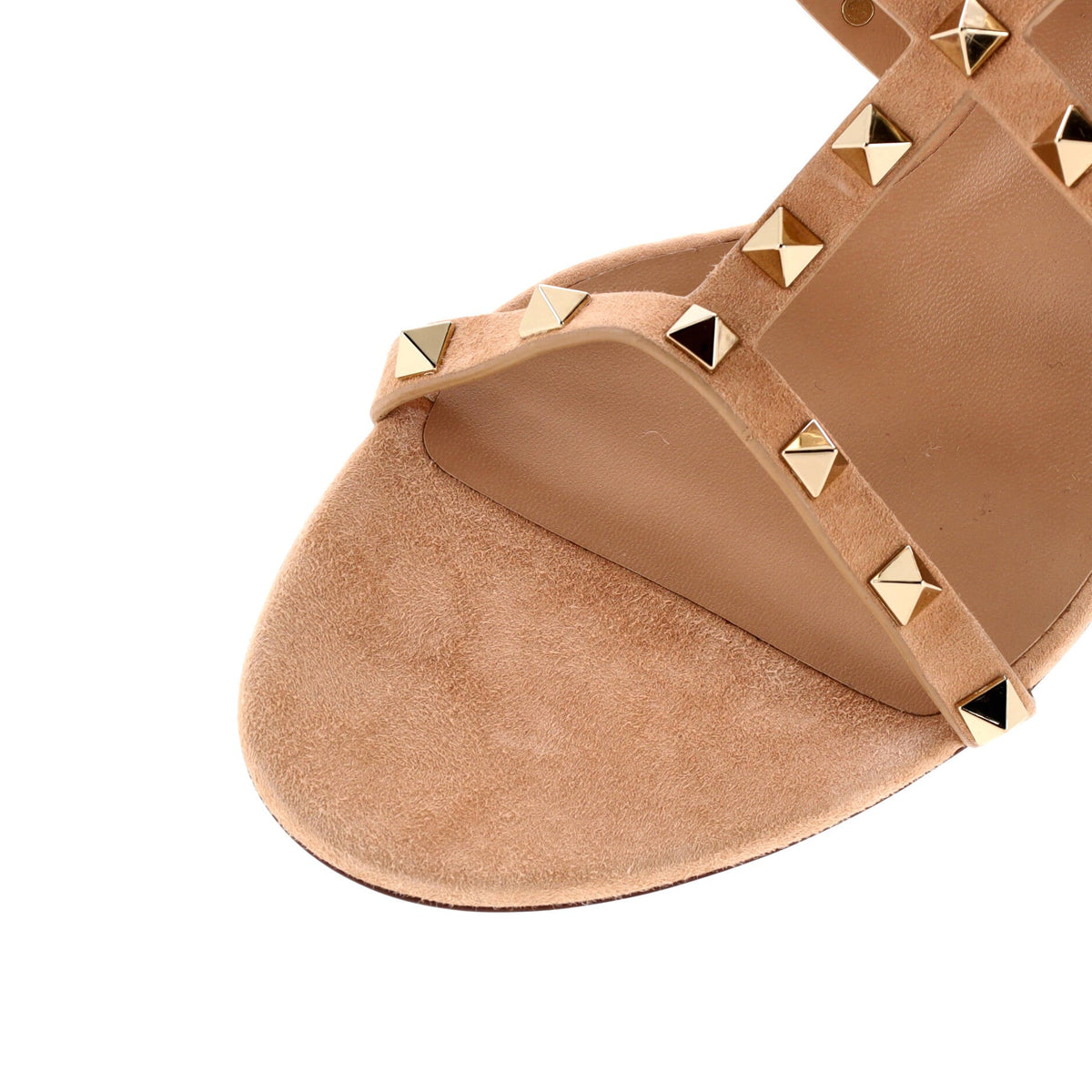 Women's Rockstud Caged Ankle Strap Block Heel Sandals Suede