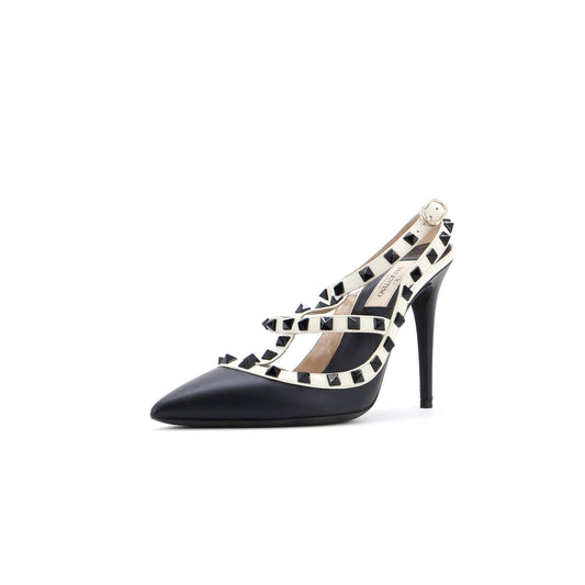 Women's Rockstud Ankle Strap Pumps Leather 100