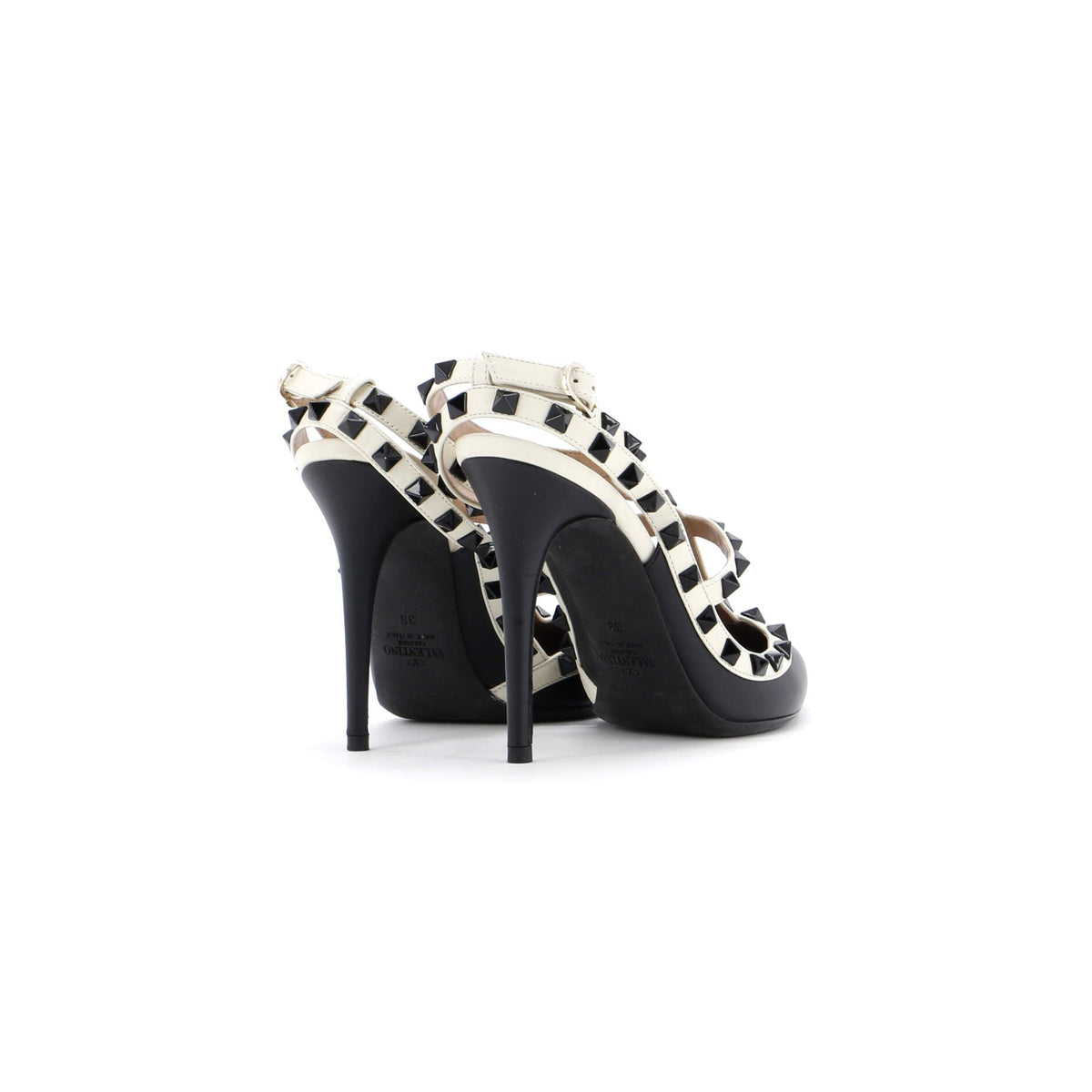 Women's Rockstud Ankle Strap Pumps Leather 100