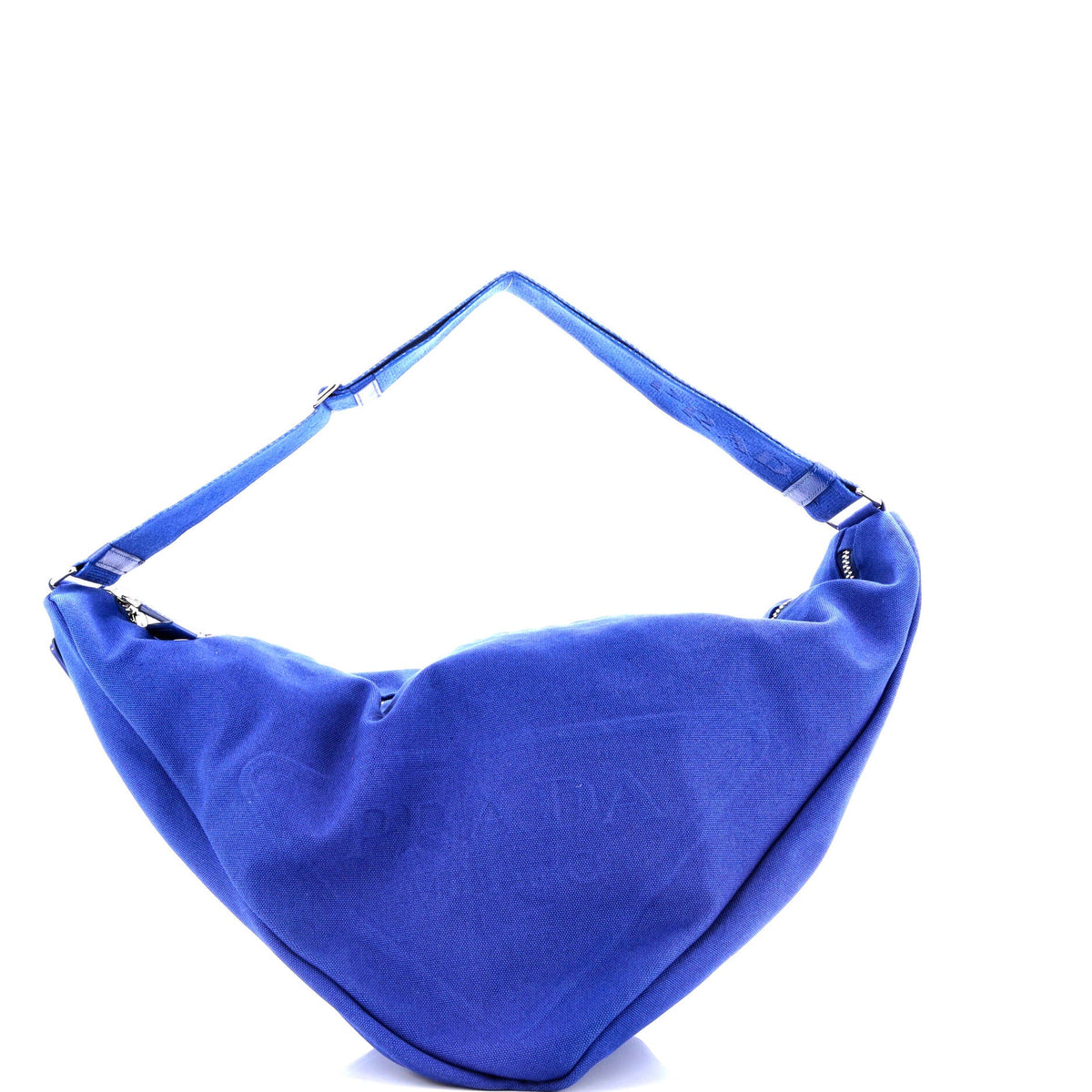 Triangle Logo Zip Crossbody Bag Embossed Canvas Large