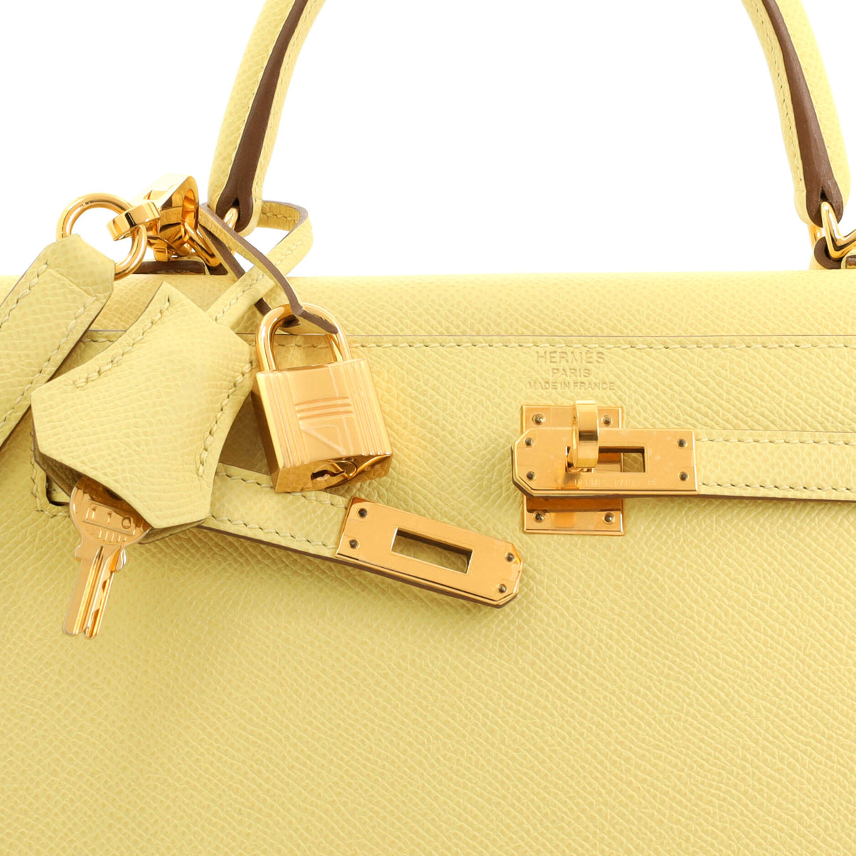 Kelly Handbag Jaune Poussin Epsom with Gold Hardware 25
