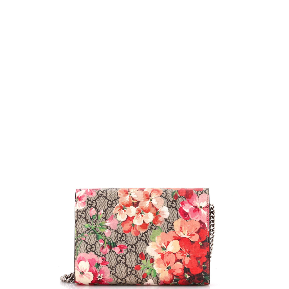 Dionysus Chain Wallet Blooms Print GG Coated Canvas Small