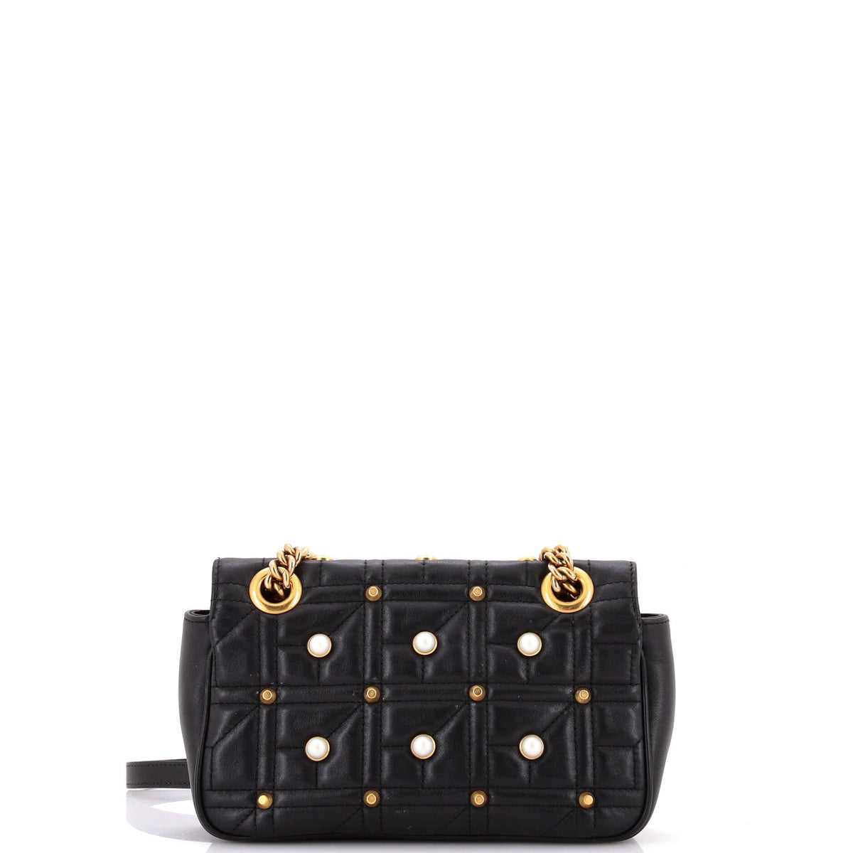 Pearly GG Marmont Flap Bag Embellished Matelasse Leather Mini