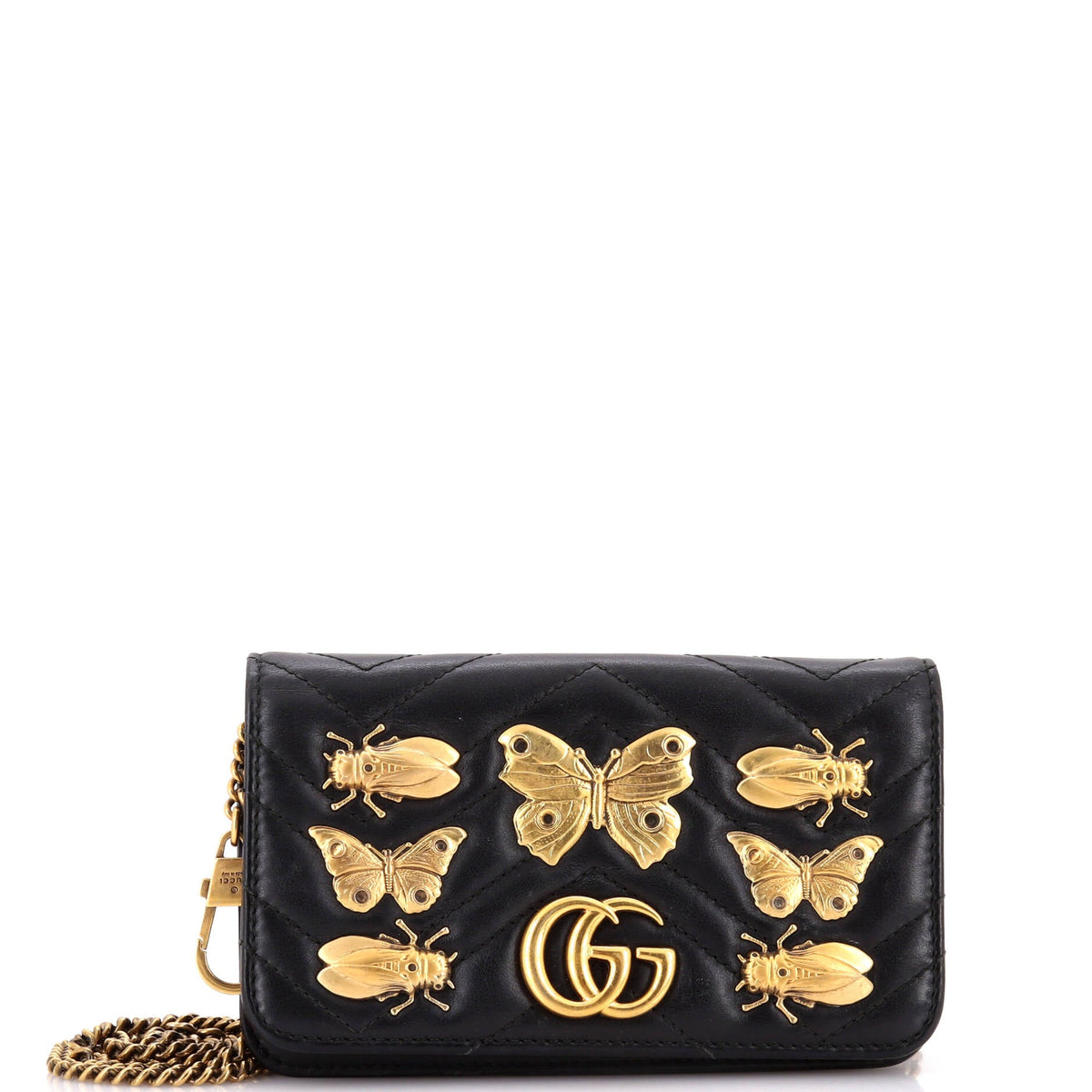 GG Marmont Chain Flap Bag Embellished Matelasse Leather Mini