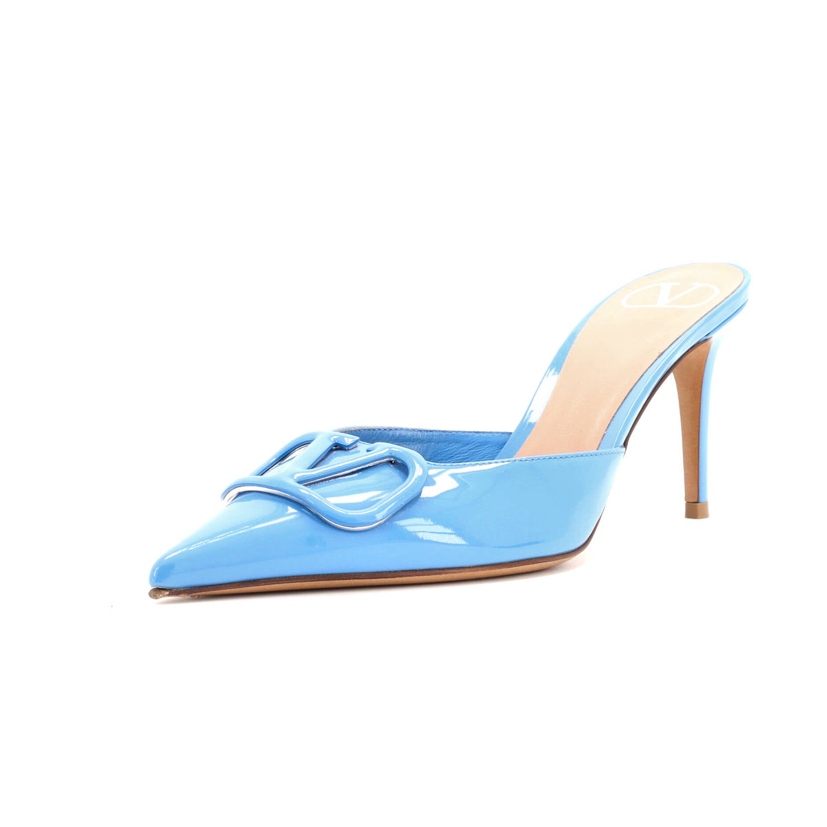 Women's VLogo Heeled Mules Patent 80