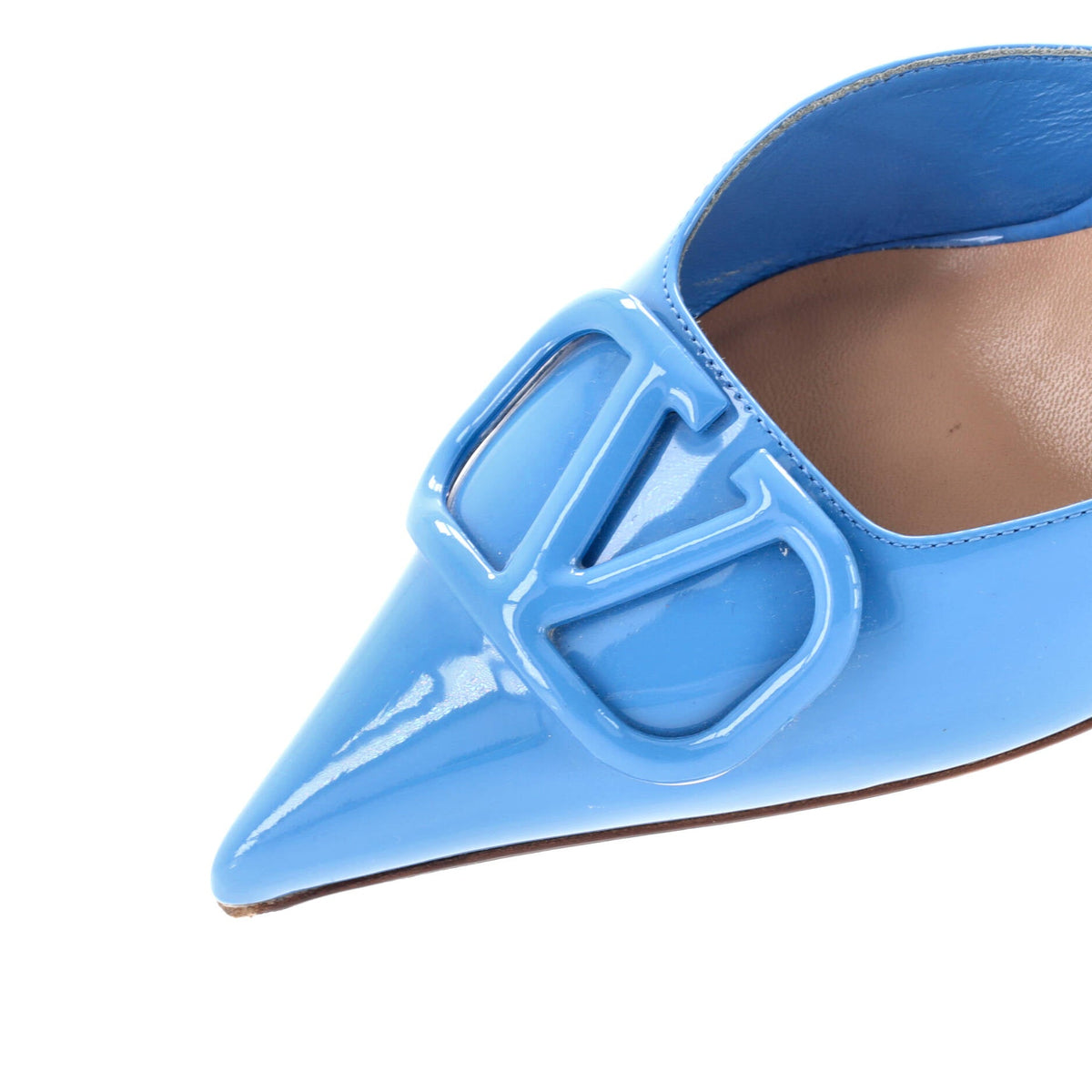 Women's VLogo Heeled Mules Patent 80