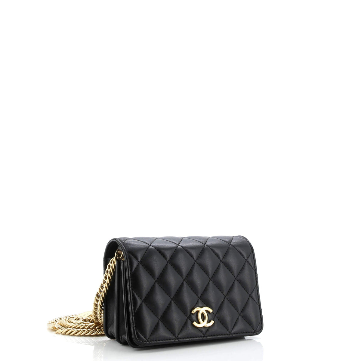 CC Enamel Full Flap Bag Quilted Lambskin Mini