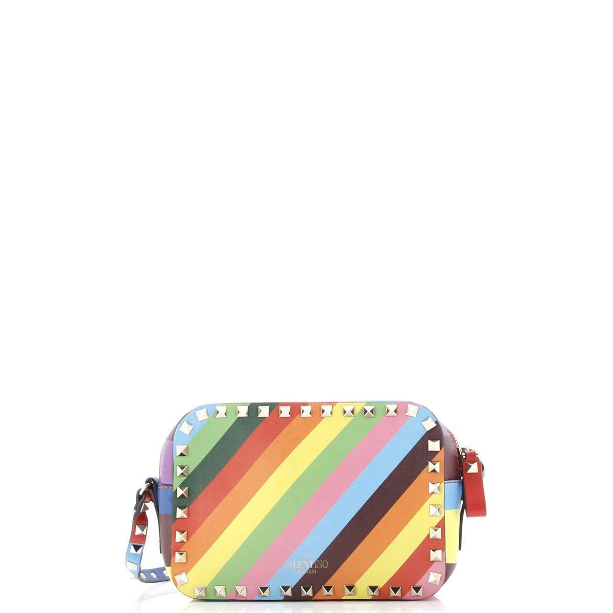 Rockstud 1973 Camera Crossbody Bag Striped Leather