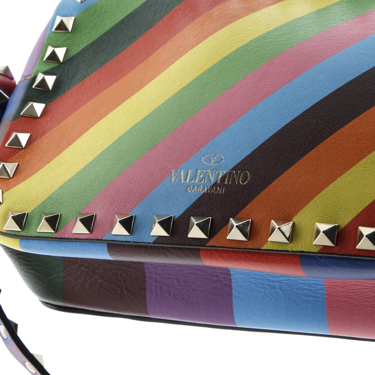 Rockstud 1973 Camera Crossbody Bag Striped Leather