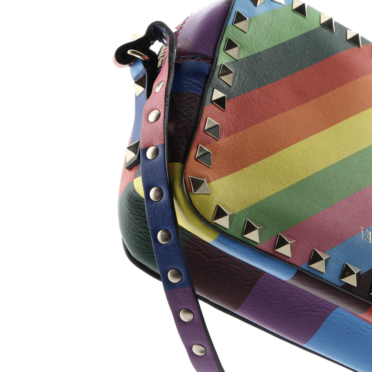 Rockstud 1973 Camera Crossbody Bag Striped Leather